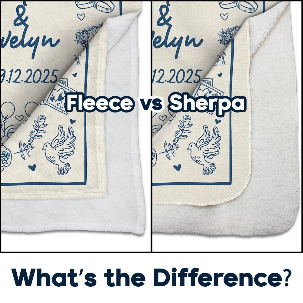 Gift For Couples,Gift For Husband,Gift For Boyfriend,Gift For Girlfriend,Happy - Wedding Anniversary Blanket Icon Lovely - Personalized Fleece Blanket, Sherpa Blanket