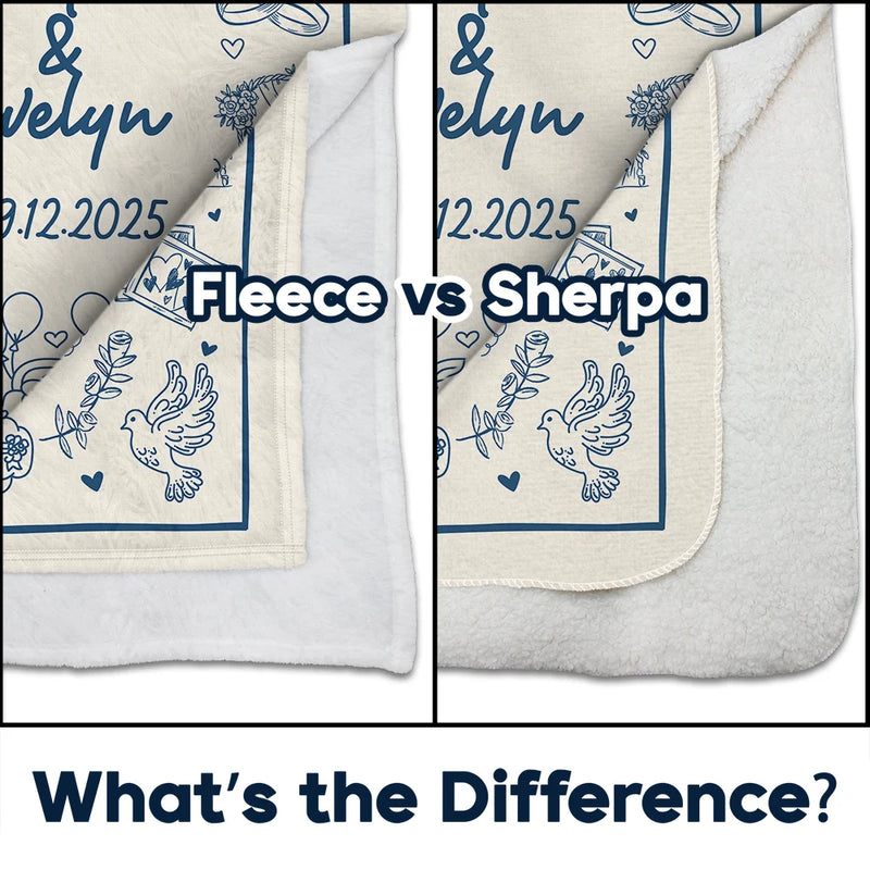 Gift For Couples,Gift For Husband,Gift For Boyfriend,Gift For Girlfriend,Happy - Wedding Anniversary Blanket Icon Lovely - Personalized Fleece Blanket, Sherpa Blanket