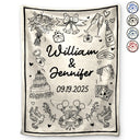 Gift For Couples,Gift For Husband,Gift For Boyfriend,Gift For Girlfriend,Happy - Wedding Anniversary Blanket Icon Lovely - Personalized Fleece Blanket, Sherpa Blanket