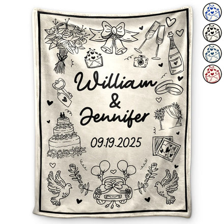 Wedding Anniversary Blanket Icon Lovely - Personalized Fleece Blanket, Sherpa Blanket
