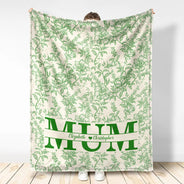 Gift For Mother,Gift For Grandma,Happy - Grandma Mom Toile De Jouy Pattern - Personalized Fleece Blanket, Sherpa Blanket