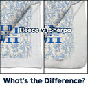 Gift For Mother,Gift For Grandma,Happy - Grandma Mom Toile De Jouy Pattern - Personalized Fleece Blanket, Sherpa Blanket