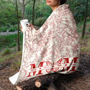 Gift For Mother,Gift For Grandma,Happy - Grandma Mom Toile De Jouy Pattern - Personalized Fleece Blanket, Sherpa Blanket