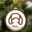 Memorial,Dog Lovers,Dog Mom,Dog Dad,Sad - Dog Ear Pet Loss Memorial Never Forgotten - Personalized 2-Layered Wooden Ornament