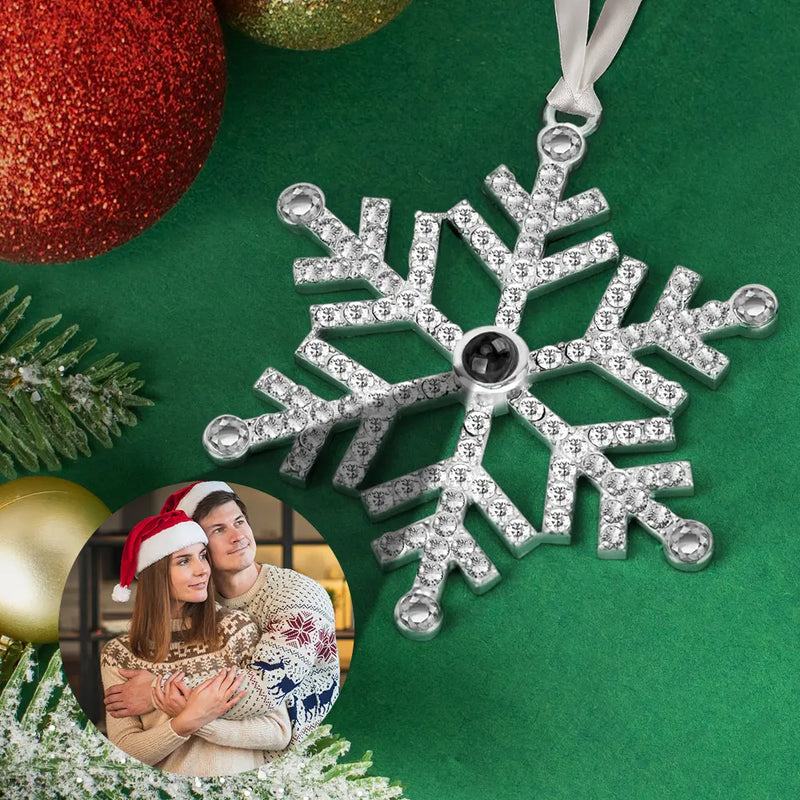 Gift For Couples,Happy,Christmas,Custom Photo - Custom Photo Couple Romantic Love Anniversary - Personalized Photo Projection Ornament