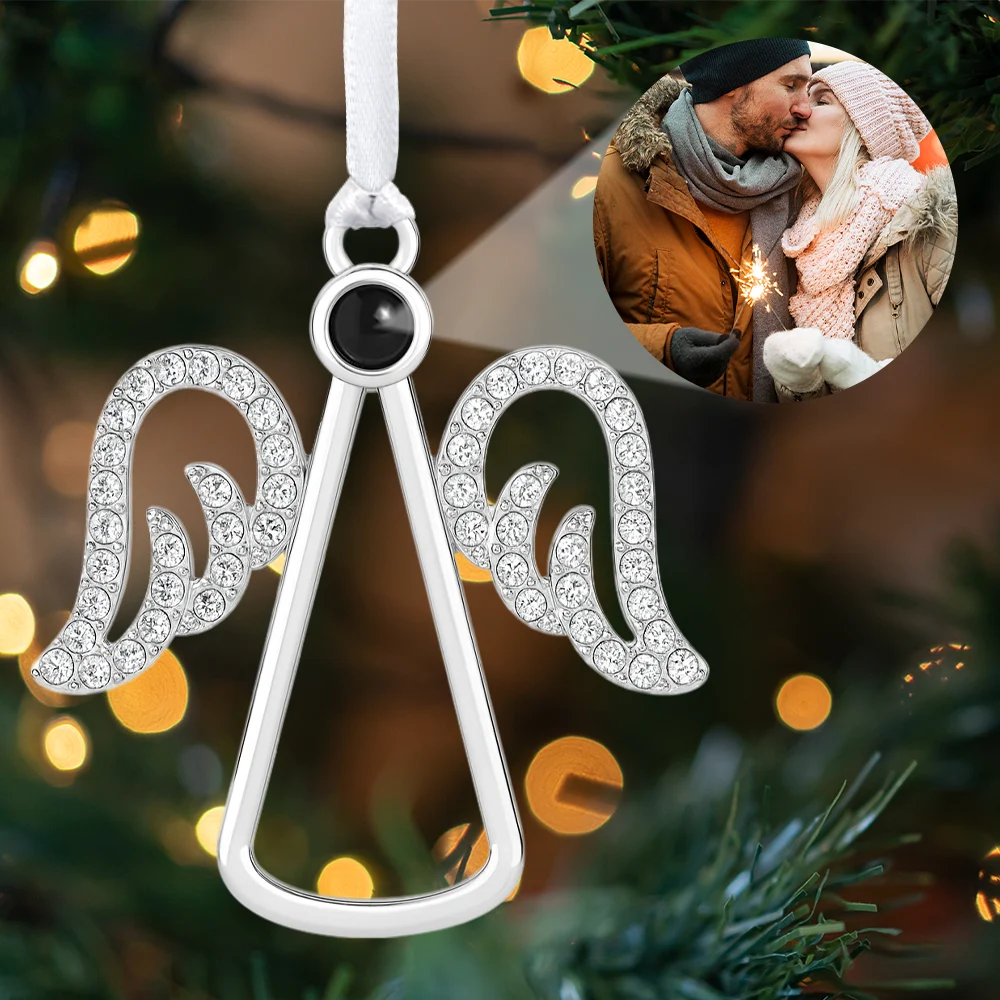 Gift For Couples,Happy,Christmas,Custom Photo - Custom Photo Couple Romantic Love Anniversary - Personalized Photo Projection Ornament