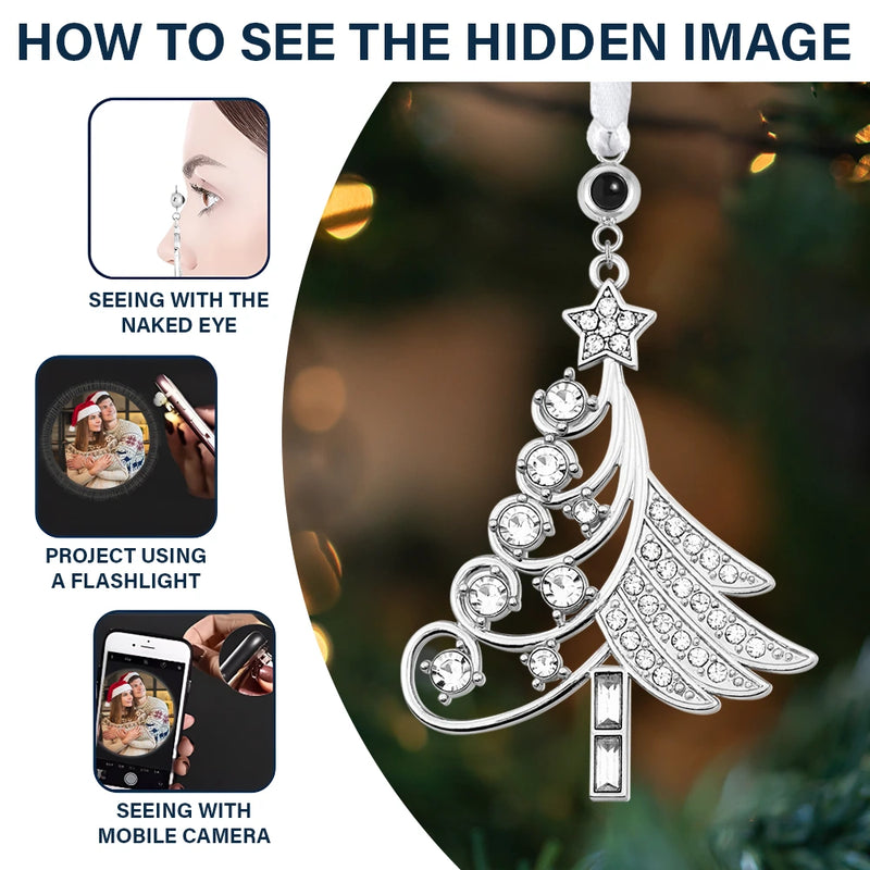 Gift For Couples,Happy,Christmas,Custom Photo - Custom Photo Couple Romantic Love Anniversary - Personalized Photo Projection Ornament