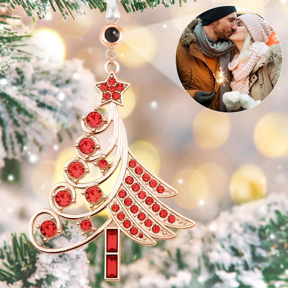 Custom Photo Couple Romantic Love Anniversary - Personalized Photo Projection Ornament