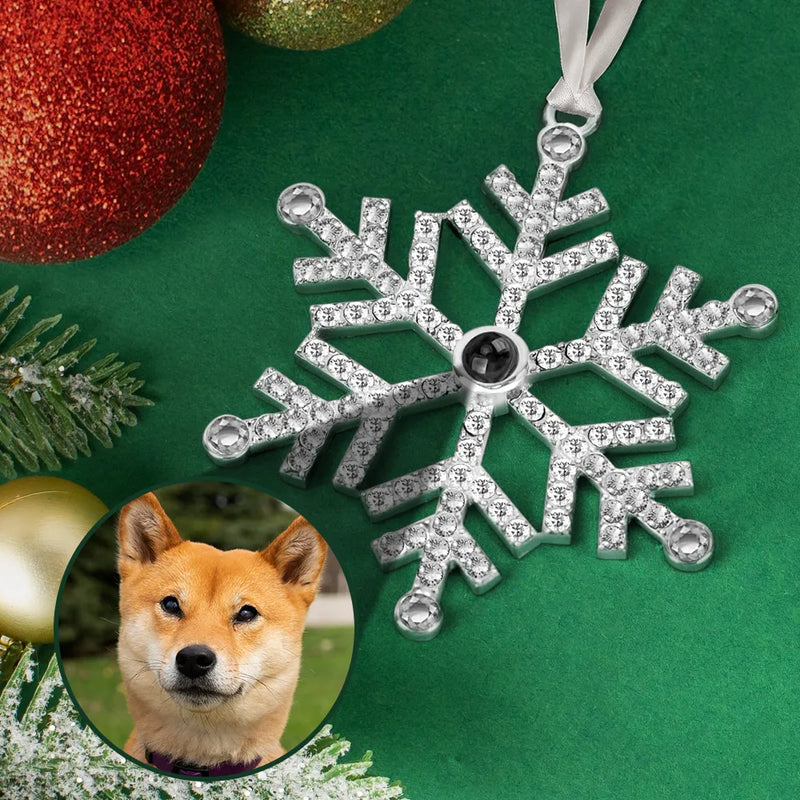 Pet Lovers,Christmas,Custom Photo,Happy - Custom Photo Pet Lover Dog Cat Mom Dad - Personalized Photo Projection Ornament