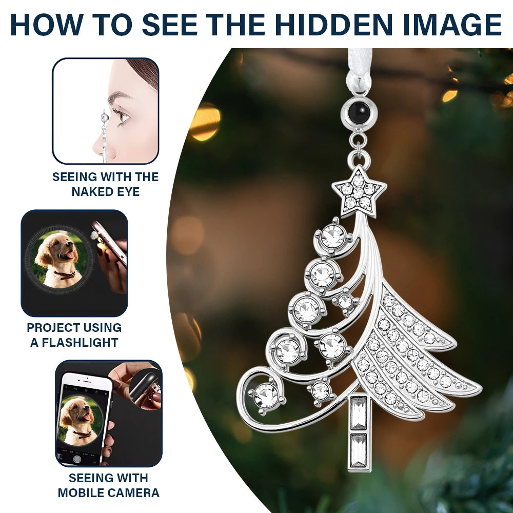 Pet Lovers,Christmas,Custom Photo,Happy - Custom Photo Pet Lover Dog Cat Mom Dad - Personalized Photo Projection Ornament