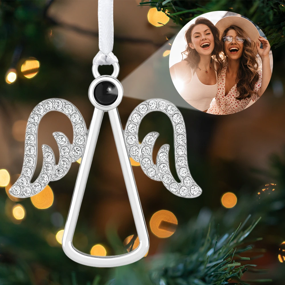 Gift For Bestie,Christmas,Custom Photo - Custom Photo Bestie Sister Old Friends - Personalized Photo Projection Ornament