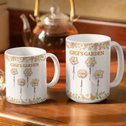 Gift For Grandma,Gift For Wife,Gift For Women,Gift For Mother,Happy - Grandma's Garden Nacre Effect Birth Flower - Personalized White Edge-to-Edge Mug