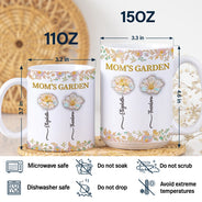 Gift For Grandma,Gift For Wife,Gift For Women,Gift For Mother,Happy - Grandma's Garden Nacre Effect Birth Flower - Personalized White Edge-to-Edge Mug