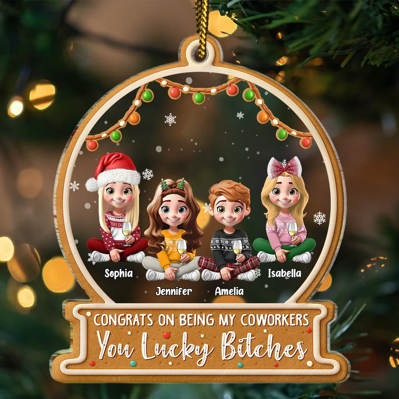 Christmas,Gift For Bestie,Happy - Christmas Congrats On Being My Bestie 3D Effect Gingerbread Style - Personalized Custom Shaped Acrylic Ornament