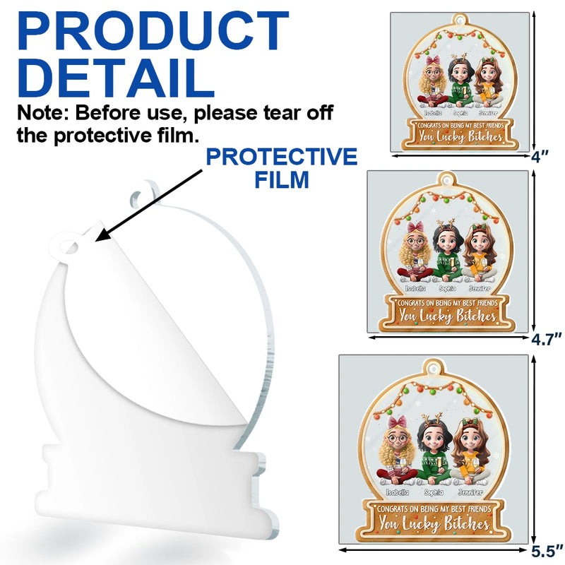 Christmas,Gift For Bestie,Happy - Christmas Congrats On Being My Bestie 3D Effect Gingerbread Style - Personalized Custom Shaped Acrylic Ornament