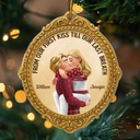Christmas,Gift For Couples,Gift For Husband,Gift For Wife,Gift For Boyfriend,Gift For Girlfriend,Happy - From Our First Kiss Till Our Last Breath Golden Frame 3D Effect - Personalized Custom Shaped Acrylic Ornament