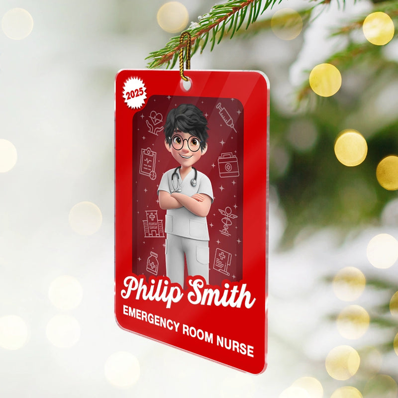 Gift For Yourself,Gift For Women,Gift For Men,Christmas,Happy,Nurse - 3D Effect Nurse Woman Man Toy Box - Personalized Custom Shaped Acrylic Ornament