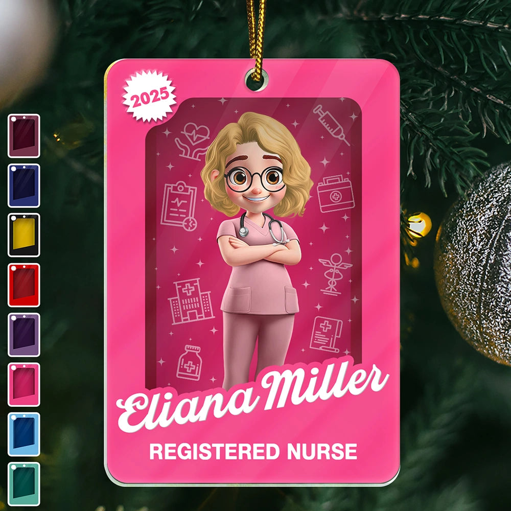 Gift For Yourself,Gift For Women,Gift For Men,Christmas,Happy,Nurse - 3D Effect Nurse Woman Man Toy Box - Personalized Custom Shaped Acrylic Ornament