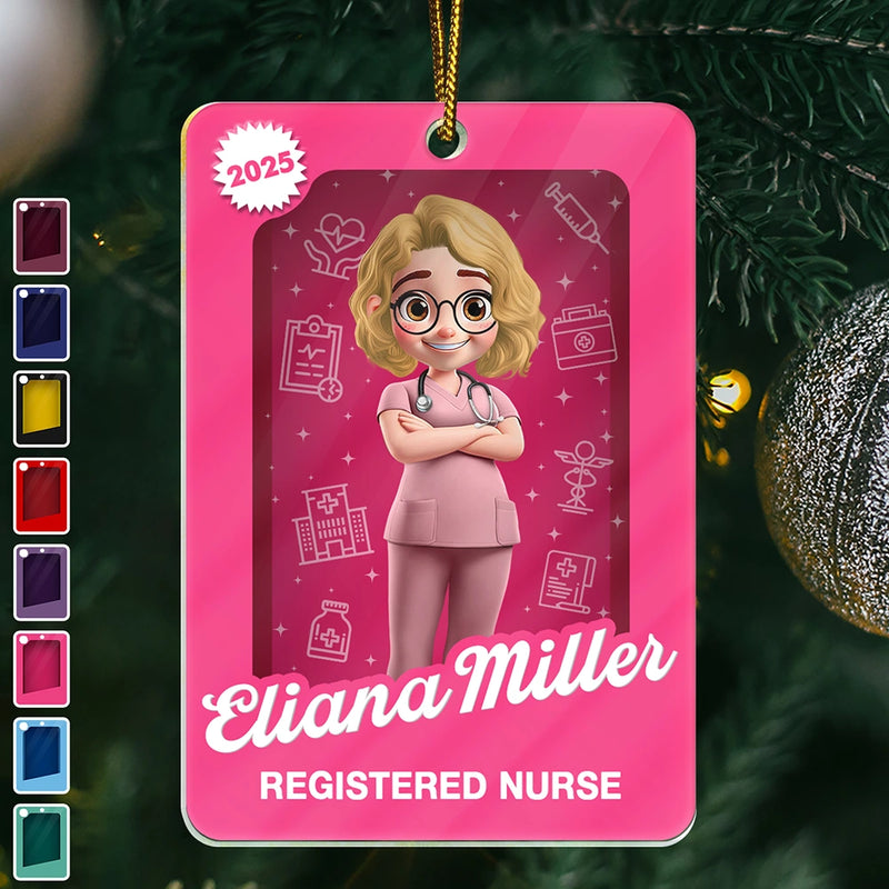 Gift For Yourself,Gift For Women,Gift For Men,Christmas,Happy,Nurse - 3D Effect Nurse Woman Man Toy Box - Personalized Custom Shaped Acrylic Ornament