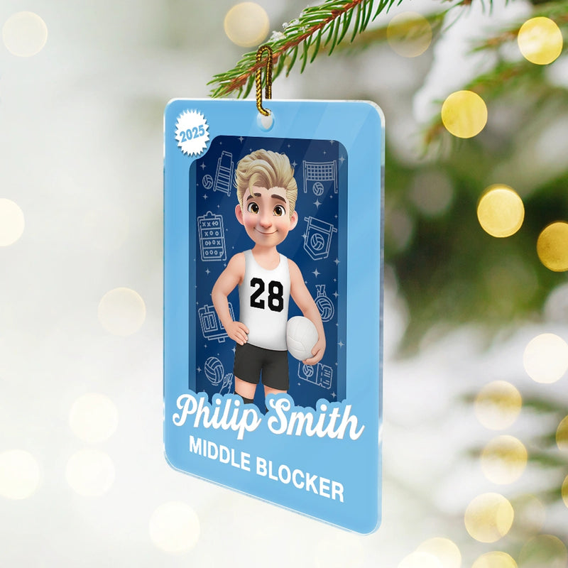 Gift For Yourself,Gift For Women,Gift For Men,Christmas,Happy - 3D Effect Volleyball Player Toy Box - Personalized Custom Shaped Acrylic Ornament