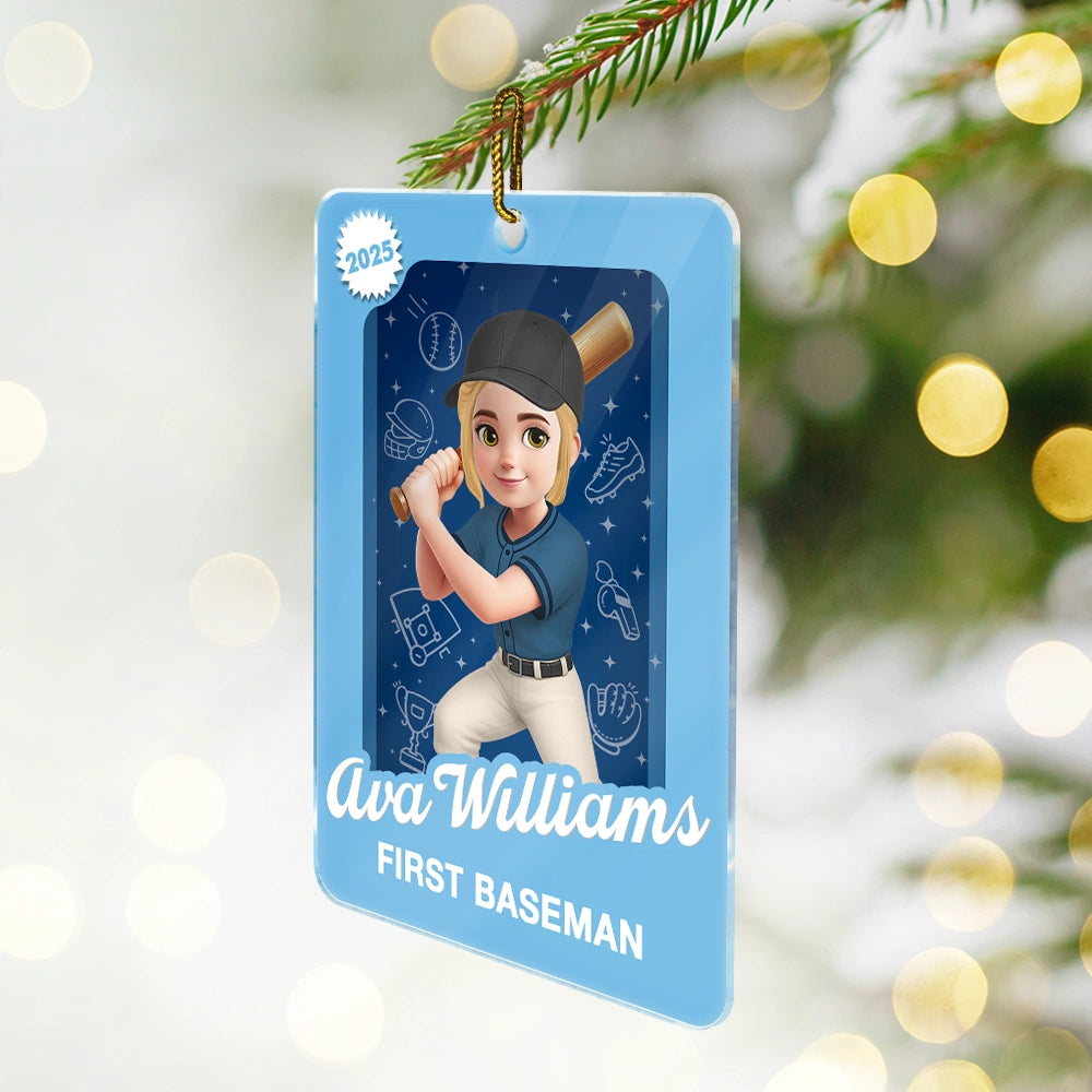 Gift For Yourself,Gift For Women,Gift For Men,Christmas,Happy,Baseball - 3D Effect Baseball Girl Boy Toy Box - Personalized Custom Shaped Acrylic Ornament