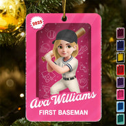Gift For Yourself,Gift For Women,Gift For Men,Christmas,Happy,Baseball - 3D Effect Baseball Girl Boy Toy Box - Personalized Custom Shaped Acrylic Ornament