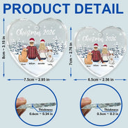 Couple & Pets Christmas - Personalized Heart Shaped Glass Ornament