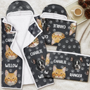 Cat Lovers,Pet Lovers,Dog Lovers,Dog Mom,Dog Dad,Cat Mom,Cat Dad,Happy - Custom Photo Funny Pet Face Pattern Dog Cat Family - Personalized Wearable Hooded Blanket