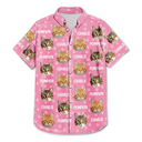 Cat Lovers,Pet Lovers,Dog Lovers,Dog Mom,Dog Dad,Cat Mom,Cat Dad,Happy - Custom Photo Funny Pet Face Pattern Dog Cat Family - Personalized Hawaiian Shirt
