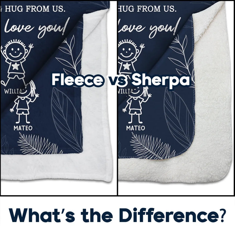 Gift For Mother,Gift For Grandma,Love,Stick Figure,Gift For Grandpa,Gift For Father - Grandpa Grandma Every Time You Snuggle This Blanket - Personalized Fleece Blanket, Sherpa Blanket