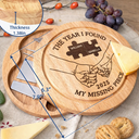Gift For Couples,Love - The Year I Found My Missing Piece Charcuterie Couple - Personalized Cheese Board Set