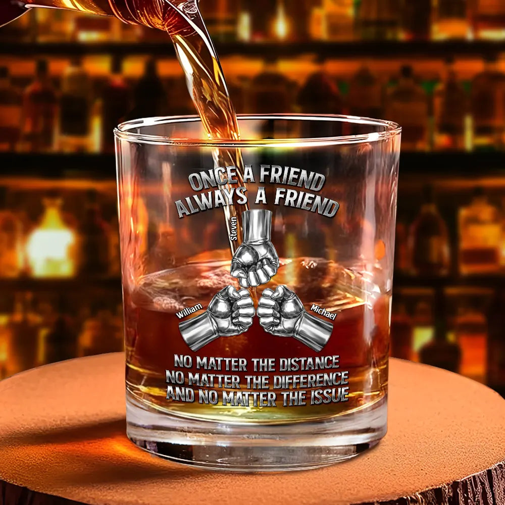 Gift For Brothers,Cousin,Happy - Once A Brother Always A Brother Metal Effect Hand Punch - Personalized Whiskey Glass