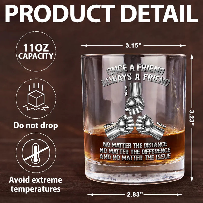 Gift For Brothers,Cousin,Happy - Once A Brother Always A Brother Metal Effect Hand Punch - Personalized Whiskey Glass