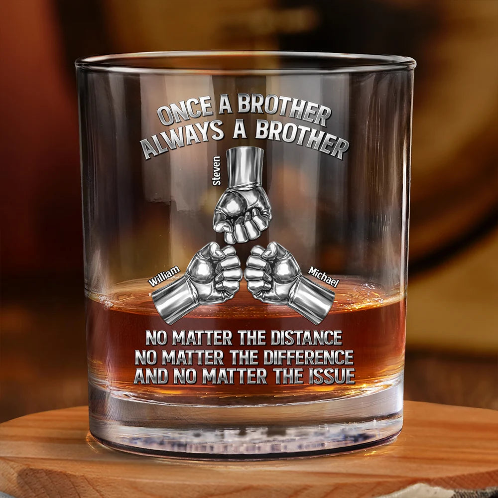 Once A Brother Always A Brother Metal Effect Hand Punch - Personalized Whiskey Glass