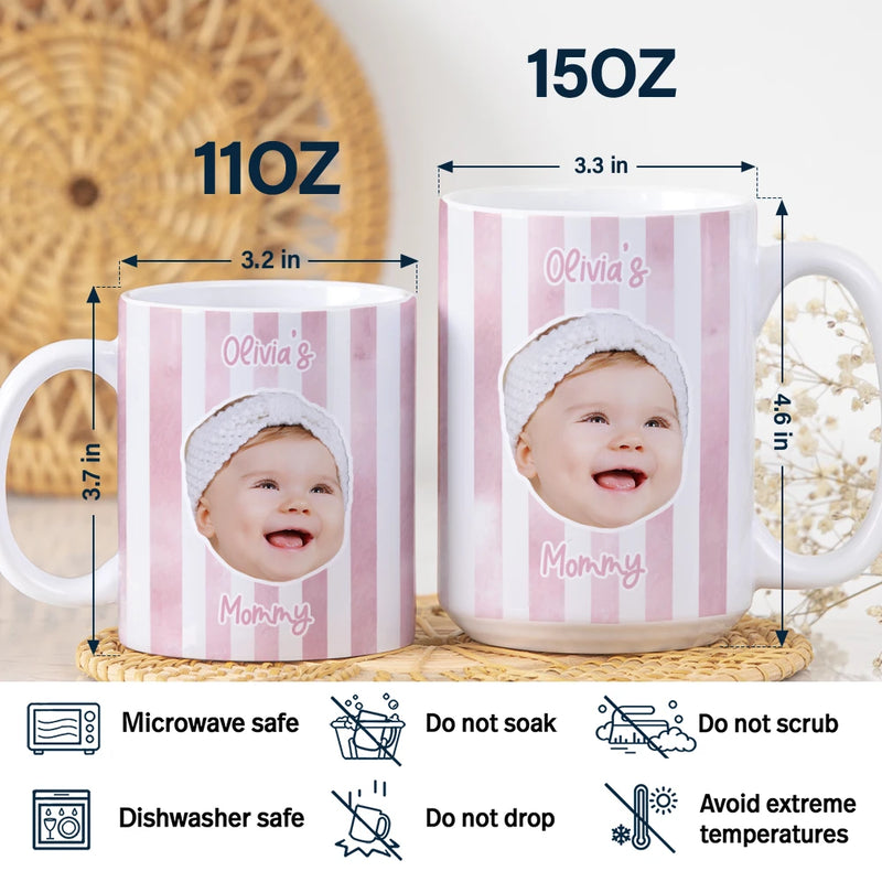 Custom Photo,Gift For Mother,Gift For Grandma,Happy - Custom Photo Baby Face This Mom Grandma Belongs To - Personalized White Edge-to-Edge Mug