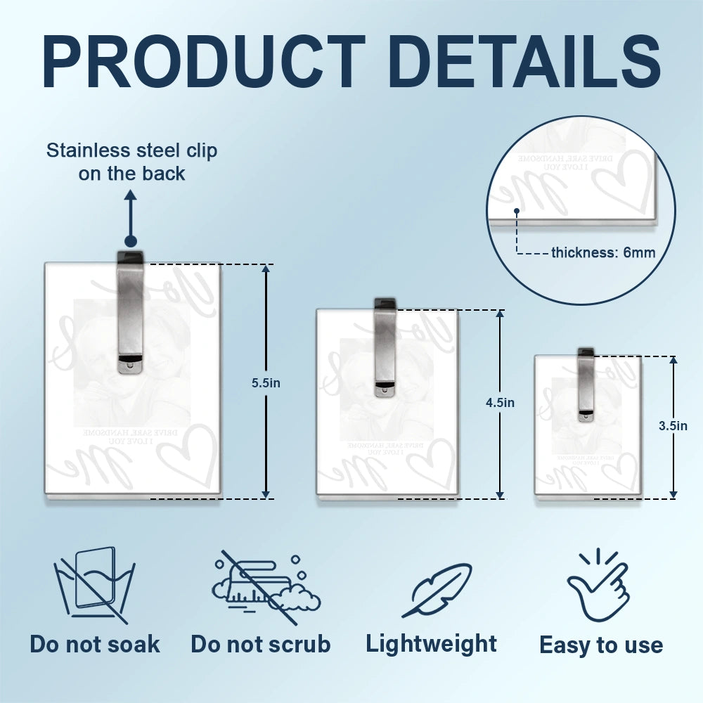 Gift For Couples,Gift For Husband,Old Couples,Gift For Wife,Gift For Boyfriend,Gift For Girlfriend,Love,Custom Photo - Custom Photo You & Me Drive Safe Handsome - Personalized Custom Shaped Acrylic Car Visor Clip