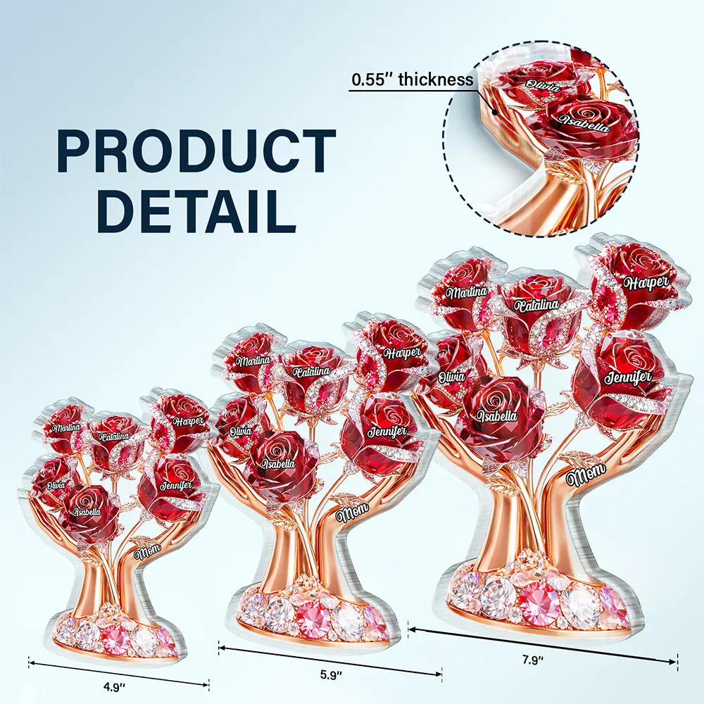 Gift For Mother,Gift For Grandma,Gift For Women,Top Market,Happy - 3D Crystal Effect Mom’s Love In Bloom - Personalized Custom Shaped Acrylic Plaque