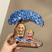 Gift For Mother,Mom - Daughters (Adult),Mom - Daughters (Young),Mom - Sons,Mom - Children,Love - Mother And Daughters Forever Linked Together Under Heart Tree - Personalized Custom Shaped Wooden Plaque