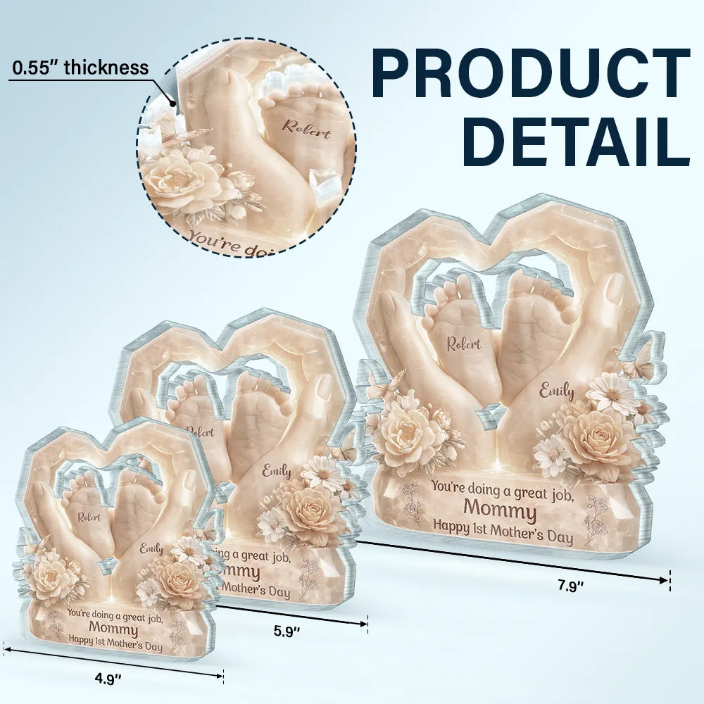 Gift For Mother,Single Mom,Gift For Women,Happy,Top Market,New Mom,Top Market - 3D Effect You're Doing A Great Job - Personalized Custom Shaped Acrylic Plaque