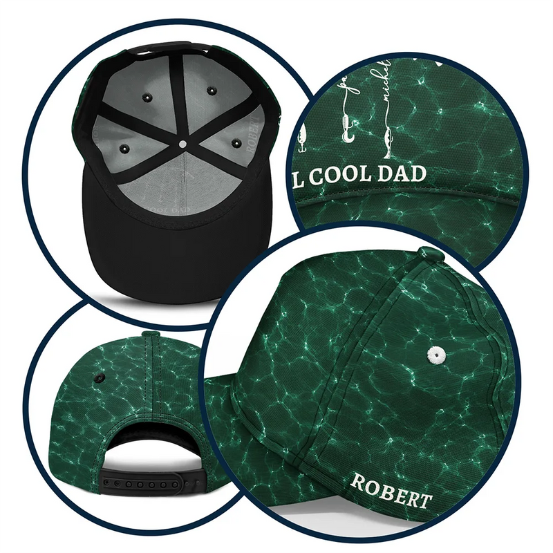 Gift For Father,Gift For Grandpa,Fishing,Grandpa's Hobby,Dad's Hobby,Summer,Non-Eng,Icon,Proud - Reel Cool Grandpa Dad - Personalized Classic Cap