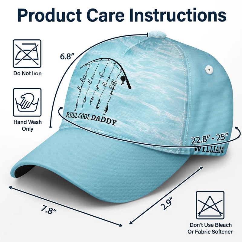 Gift For Father,Gift For Grandpa,Fishing,Grandpa's Hobby,Dad's Hobby,Summer,Non-Eng,Icon,Proud - Reel Cool Grandpa Dad - Personalized Classic Cap