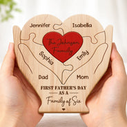 Family,Gift For Father,Happy,Non-Eng,Adorable - First Time Ever As Family Of Four Members - Personalized Custom Shaped Wooden Puzzle