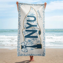 Graduation,Gift For Women,Gift For Bestie,Top Market,Non-Eng,Warp Text,Adorable - School Pennant Flag Summer Graduation Chinoiserie Toile - Personalized Beach Towel