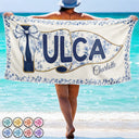 Graduation,Gift For Women,Gift For Bestie,Top Market,Non-Eng,Warp Text,Adorable - School Pennant Flag Summer Graduation Chinoiserie Toile - Personalized Beach Towel
