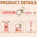 Birth Month Flowers Sketch Bloom Where You're Planted - Personalized Leather Beaded Keychain