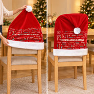 Christmas, Custom Text, Family, Happy - Christmas Table Decor Gift For Family - Personalized Member Names Chair Cover