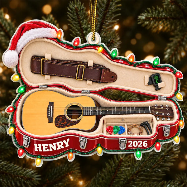 Christmas Gift For Guitar Lovers - Personalized Guitar Case Acrylic Ornament