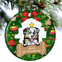 Dog First Christmas - Dog Lovers Christmas Gift - Personalized Custom Circle Ceramic Ornament