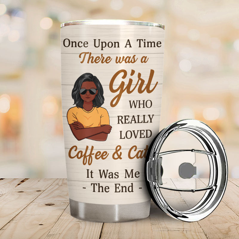 A Girl Who Really Loved Coffee & Cats - Gift For Cat Lovers - Personalized Custom Tumbler