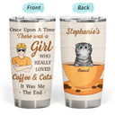 A Girl Who Really Loved Coffee & Cats - Gift For Cat Lovers - Personalized Custom Tumbler